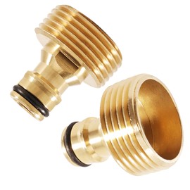 Pack of 2 Brass Quick Coupling Adapters 1 Inch Male Thread - Tap Adapter for Garden Hose, Tap & Irrigation System - Robust Accessories for Garden, Plumbing and Irrigation