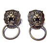 Bronze Lion Door Knocker Stud Earrings roaring cat tiger hammer