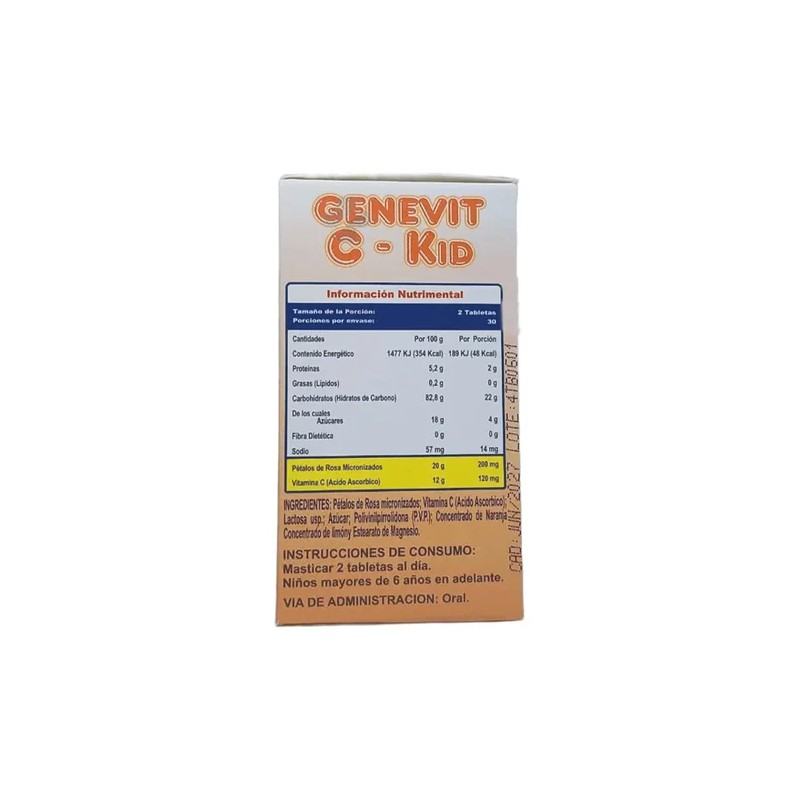 Vitamina C Y Pétalos De Rosa Kids C/60 Tabs Masticables