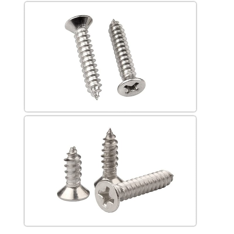 BOZONLI M6 Wood Screws, Tapping Screws, Flat Head Countersunk Phillips