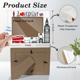 London Theme Wooden Picture Frames London Souvenirs Photo Frames Vacation Honeymoon Gifts for Friend Family Couples Home Office Desk Decor Photo Frame with Stand Holds 4x6 Inches Photoss - YT0174