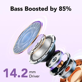 Bluetooth Headphones, In-Ear Headphones, Wireless Bluetooth 5.3 with 50H Deep Bass, 2024 Wireless Headphones, Noise Cancelling Earbuds with 4 ENC Mic, Nouvelle Pearl Purple