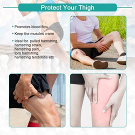 Thigh Support Brace, Hamstring Wrap Compression Sleeve with Anti-Slip Strip Support Thigh Quad Sprains, Tendonitis, Strains, Pulled Muscle Injury Rehab and Recovery, Fits Men and Women (Blue)