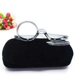 OREUDO 2 in 1 Makeup Glasses Visually Impaired Glasses Rotatable Eyewear Makeup Glasses (Grey, 3.0, x)