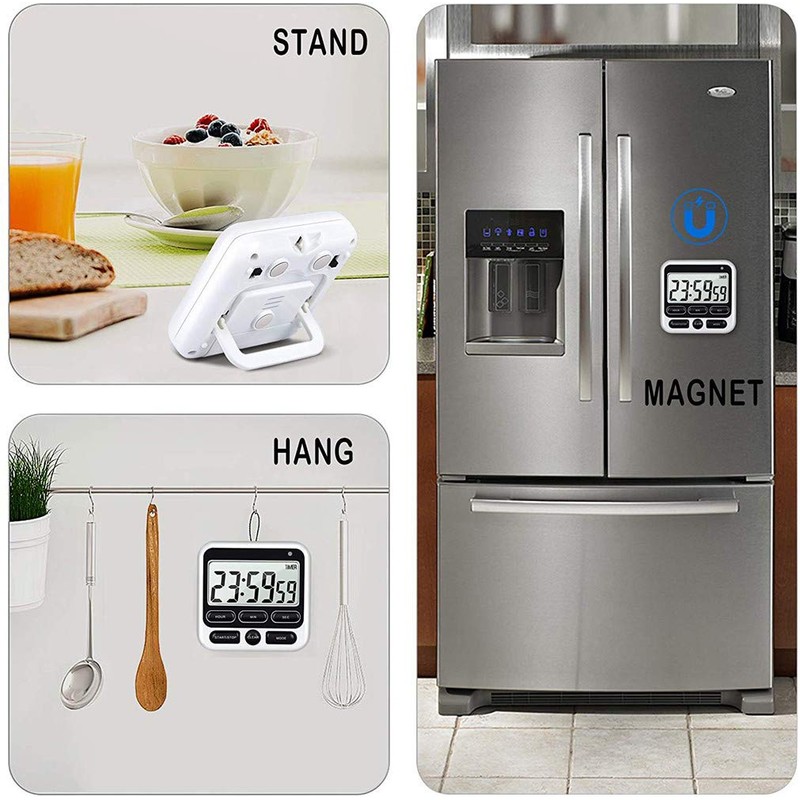 Upgraded Digital Kitchen Timer, ON/OFF Switch, 12/24 Hour Clock and