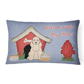 Caroline's Treasures BB2848PW1216 Dog House Collection Cocker Spaniel Buff Canvas Fabric Decorative Pillow Machine Washable, Indoor Outdoor Decorative Pillow for Couch, Bed or Patio, 12HX16W
