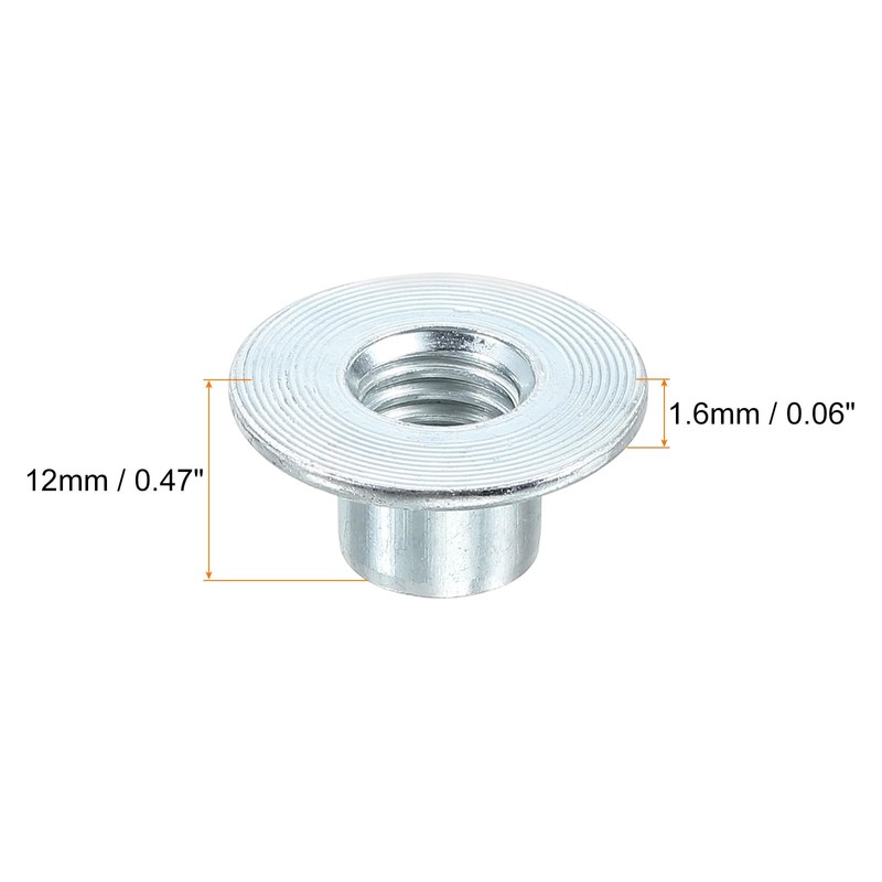 sourcing map M10 T-nuts, 24pcs Carbon Steel Tee Nut Round