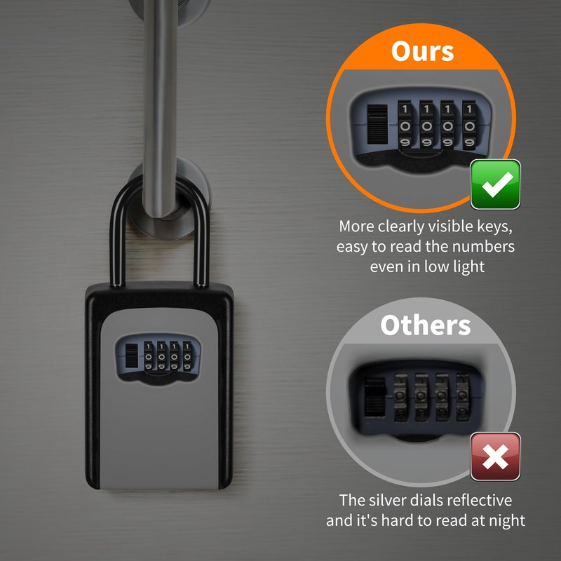 Portable Key Lock Box, Upgrade Clearly Visible Numbers, Lock Box