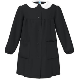 siggi Girls School Apron Blue Tunic Apron Years Zip Buttons Basic Collar Girls Teacher Cotton Blue, black