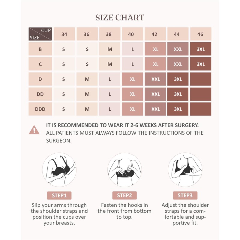 FeelinGirl Front Closure Post Surgery Compression Bra with Adjustable Straps