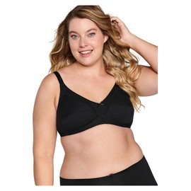 Naturana Women's Karine - Soutien-gorge 100% coton sans armatures Non-Wired Plain Bra, Black (Noir), 36C (Manufacturer size: 95C)