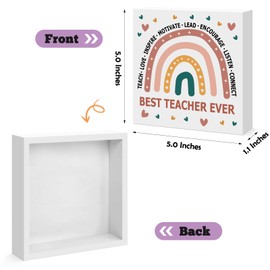 Teacher Gifts for Women Best Teacher Ever Wooden Block Sign Desk Decor Sign Teacher Appreciation Gifts Graduation Birthday Christmas Thank You Gift for Teacher Mentor