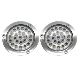 Red/White/Amber 4" Round LED Trailer Tail Light 24 LED Chrome Bezels Stop Turn Tail Brake Signal/Reverse Backup/Marker Lights Trucks Trailer RV Camper Dump Truck Waterproof (White, 2)