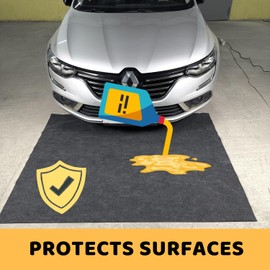 Oil Spill Mat Premium Absorbent Oil Pad Reusable/Durable/Waterproof Contains Liquids, Protects Garage Floor Surface (Grey, 58" X 72")