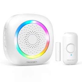 TECKNET Door Chimes When Door Opens, Wireless Door Sensor Chime Alarm with 1000Ft Range, 61 Songs, 5 Volume Levels, RGB Light, Door Chime for Business/Store/Home/Office When Entering