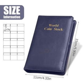 MenYiYDS 120 COIN COLLECTION FLIPCHART, COIN COLLECTION ALBUM, COIN HOLDER, POCKET COIN ALBUM, COIN POUCH AND SMALL BADGE COLLECTION (BLUE, 15 * 11CM)