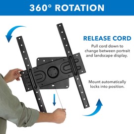 Mount-It! Landscape to Portrait Rotating TV Wall Mount | Vertical Flush TV Mount with 360 Degree Rotation | Fits VESA Up to 600x400, 37 to 80 Inch Screens, 110 Lbs Capacity