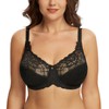 DotVol Women's Full Coverage Lace Floral Unpadded Underwire Minimizer Everyday