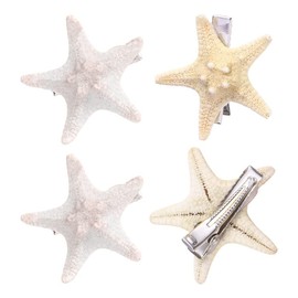 AKOAK 2 Pcs Starfish Hairpin, Handmade Natural Starfish Hairpin, Cute Headgear for Women and Girls, Beach Starfish Mermaid Hairpin Accessories, Random Size