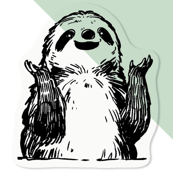 4 x Small 50mm 'Cute Happy Sloth' Transparent/Clear Sticker Decals