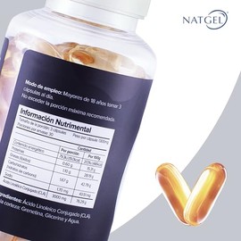CLA | Acido Linoleico Conjugado | 90 Capsulas Softgels de 1,300 mg | Pre Entreno | Natgel