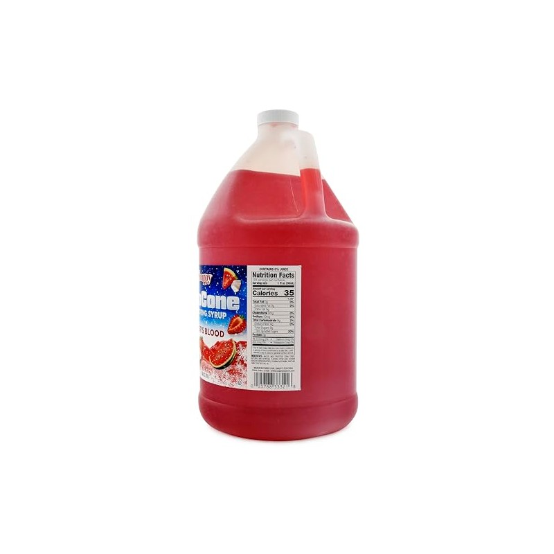 Snappy Tigers Blood Sno Cone Syrup, 1 Gallon (128 ounces)