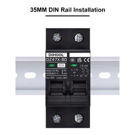 DC Isolator Switch 12 V 24 V Solar PV Circuit Breaker Photovoltaic Circuit Breaker (DC500 V, 2 Pin, 20 Amp)