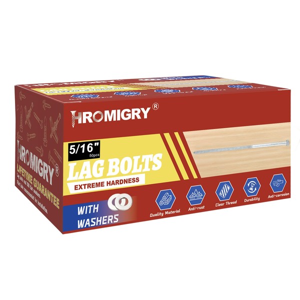 HROMIGRY 5/16" x 2" Lag Bolts (50 Pcs) 5/16 inch