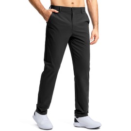 Pudolla Men's Golf Pants Stretch Work Pants for Men Dress Comfy Pants 30 Lightweight Quick Dry Casual Trousers(Black 30Wx30L)