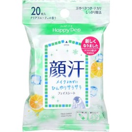 Mandom MD Happy Deo Face Sheets, Clear Fruity, 20 Count