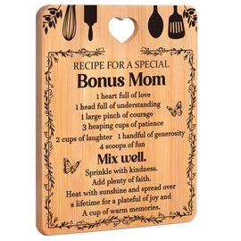 Bonus Mom Gifts - "Recipe for a Special Bonus Mom" Bonus Mom Birthday Gifts Cutting Board, Bamboo-Made Engraved Gifts for Bonus Mom Cutting Board, 11x8.5x0.35 in.