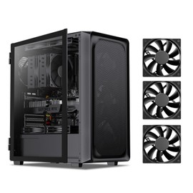 DARKROCK EC2 Black ATX Mid Tower PC Case with 4x120mm Black Fan, Type-C Ready, Tempered Glass Side Panel, up to 8 x 120mm Cooling Fans & 1 x 360mm Radiator