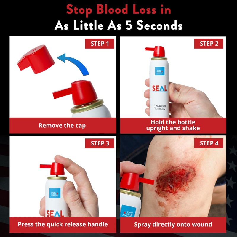 BC3 Technologies 2.5oz SEAL Aerosolized Hemostatic Wound Spray – Rapid