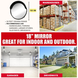 SecurityMan 18 Inch Convex Mirror for Blind Spots - Shatterproof with Adjustable 90° Fisheye View - Outdoor and Indoor Safety Mirror for Driveways, Garages, and Hallways