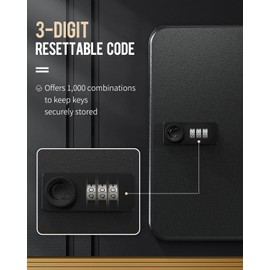 Uniclife 28 Position Key Cabinet with Combination Lock Resettable Black Digital Security Storage Box Steel Key Organizer with Colorful Key Tag Labels Stickers and Hooks