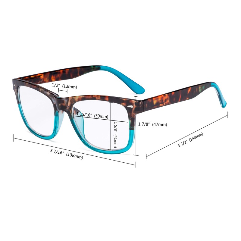 Eyekepper Readers Square Large Lenses Spring-Hinges Reading Glasses Women Tortoise/Red