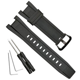 OliBoPo Waterproof Natural Resin Replacement Watch Strap for Casio GST-210 GST-W110 GST-W100 GST-S110 GST-S100 GST-B100 GST-S300 (Black/Black Buckle)