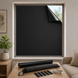 100% Blackout Window Privacy Film – Cut-to-Fit Opaque Light Blocking Cover for Bedroom, Nursery, Office, Home and Car Windows