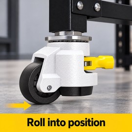 4 Pack Heavy Duty Retractable Leveling Casters, 2200 lb Capacity, 2 Inch Wheels, M12 and 1/2 Inch Threaded Stems with Ratchet Handles