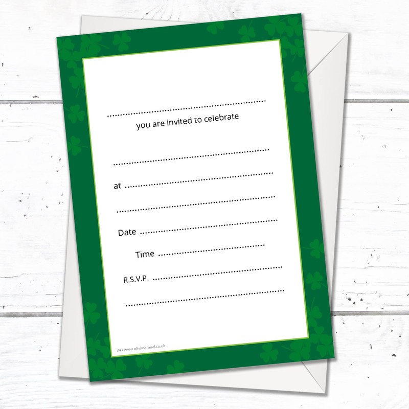 Olivia Samuel 20 x St Patrick's Day Party Invites from