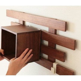 Osmac KB-1DB Wall Hanging Storage, Can Be Attached to Walls, Dark Brown, Box, 1 Square