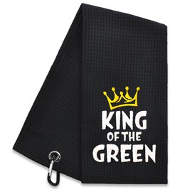 Hafhue King of The Green Embroidered Golf Towel, Men Golf Towel Gift, Golf Accessories for Men, Golf Gift for Man Brother Dad, Retirement Birthday Gifts for Man Boss Golf Fans Golfer