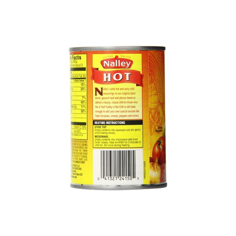 Nalley Chili, Hot, 14 Ounce (Pack of 24)