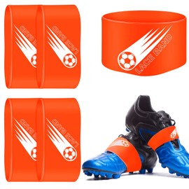 Patelai 4 Pcs Soccer Cleat Lace Cover Soccer Shoe Band Soccer Shoe Cover Soccer Cleat Bands Youth Adult for Soccer Season(Orange, Youth)