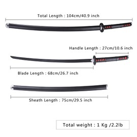 Katana Sword Kamado tanjiro Sword Carbon Steel Real Sword 40.5-Inchs Anime Samurai Sword