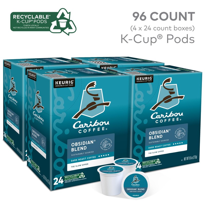 Caribou Coffee Obsidian Keurig Single-Serve K-Cup Pod, Medium Roast Coffee,