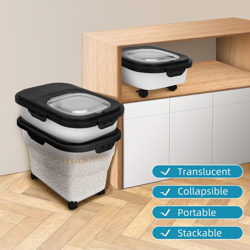 YECERCAN Dog Food Container, Collapsible Pet Food Storage Container 17-20