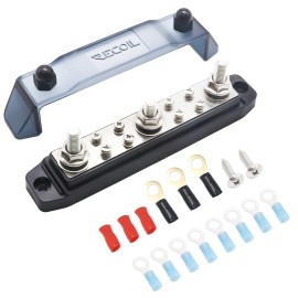 Recoil BB38B Power Distribution Block with Ring Terminals, Black