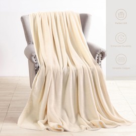 TASTHROW Cream White Cuddly Blanket, Fluffy Blanket, Fleece Blanket, 130 x 150 cm, Cuddly Soft Warm Blankets, Sofa Blanket for Room Decoration, Living Room and Cuddly Blankets