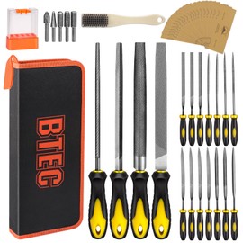 BTEC 46PCS Metal Files for Steel Metal File Set 4PCS Large Metal Files Woodworking Files Wood Files Set 14PCS Needle File Set File Set for Metal Work Triangle File Set Woodworking Files and Rasps